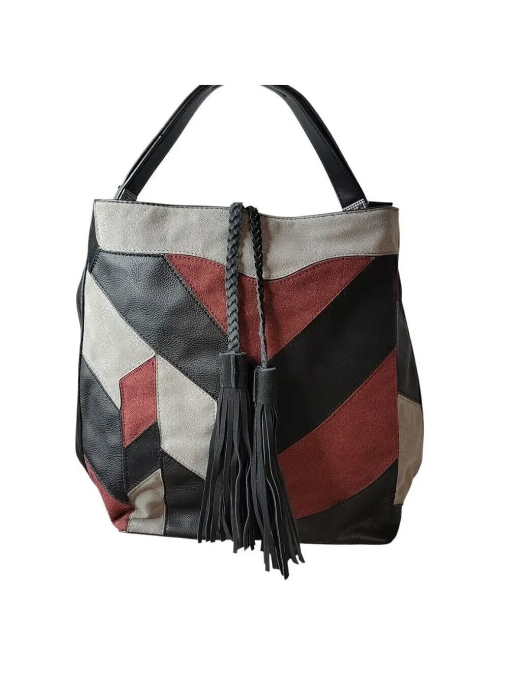 Urban Expressions Patchwork Tote – Certified Vegan Leather | Bold Retro Vibes - Picture 1 of 13